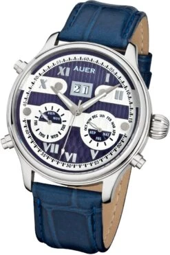 AUER Classic Collection BA-513-BluSBluL Herren Automatikuhr Klassisch Schlicht